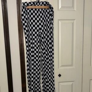 Dressed in LALA Black and White Checkered Straight Leg Pants